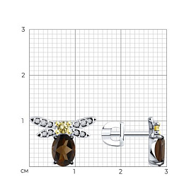 Серьги SOKOLOV - Серебро 925, Раухтопаз, Фианит (арт. 92022816)