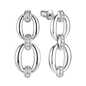 Серьги FRESH - Серебро 925, Фианит (арт. CZ-E03146-X-W-X-X-W)
