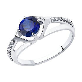 Кольцо Diamant - Серебро 925, Синтетический сапфир , Фианит (арт. 94-310-00356-1)