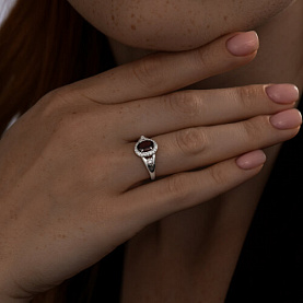 Кольцо SOKOLOV - Серебро 925, Гранат, Фианит (арт. 92011546)