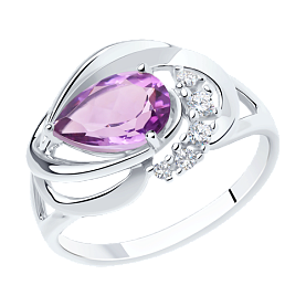 Кольцо SOKOLOV - Серебро 925, Аметист, Фианит (арт. 92011917)