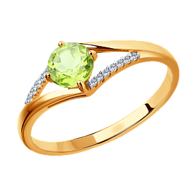 Кольцо SOKOLOV - Золото 375, Фианит, Хризолит (арт. 37714120)