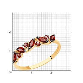Кольцо SOKOLOV - Золото 375, Гранат, Фианит (арт. 37716199)