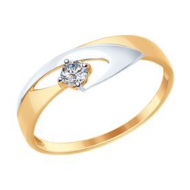 Кольцо SOKOLOV - Золото 375, Фианит (арт. 017288-4)