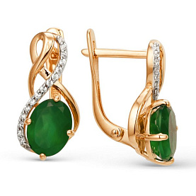 Серьги ЮФ Династия - Золото 375, Агат, Фианит (арт. 003292-5482)