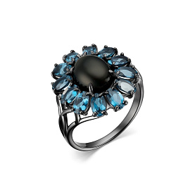 Кольцо Дар - Серебро 925, Опал, Топаз лондон (арт. К-3986чрк11716411)