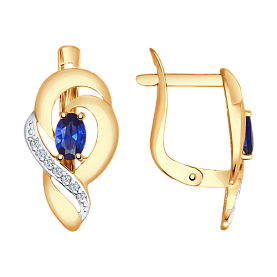 Серьги SOKOLOV - Золото 375, Синтетический сапфир , Фианит (арт. 37724800)
