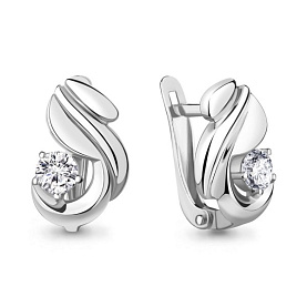 Серьги Аквамарин - Серебро 925, Фианит (арт. 49161А.5)