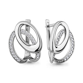 Серьги Аквамарин - Серебро 925, Фианит (арт. 400619А.5)