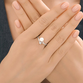 Кольцо Diamant - Серебро 925, Жемчуг имитация (арт. 94-110-00003-1)