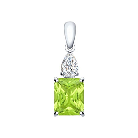 Подвеска SOKOLOV - Серебро 925, Синтетический ситалл , Фианит (арт. 92030421)