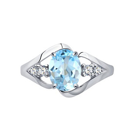 Кольцо SOKOLOV - Серебро 925, Топаз, Фианит (арт. 92011934)