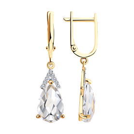 Серьги SOKOLOV - Золото 585, Горный хрусталь, Фианит (арт. 727335)