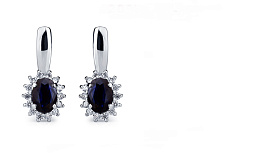 Серьги Platinum Lab. - Платина 950, Сапфир (арт. ПС-038С-01)