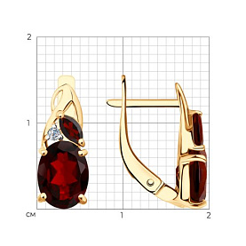 Серьги SOKOLOV - Золото 375, Гранат, Фианит (арт. 37727584)