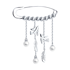 Булавка SOKOLOV - Серебро 925, Жемчуг имитация (арт. 94040134)