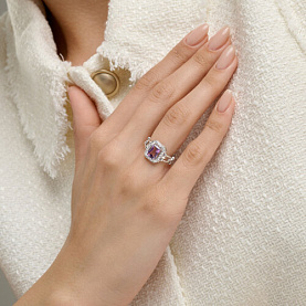 Кольцо SOKOLOV - Серебро 925, Аметист, Фианит (арт. 92014749)