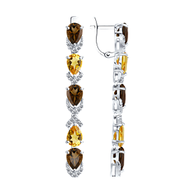 Серьги SOKOLOV - Серебро 925, Раухтопаз, Фианит, Цитрин (арт. 92021424)