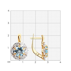 Серьги Diamant - Золото 585, Топаз, Фианит (арт. 51-320-02100-1)