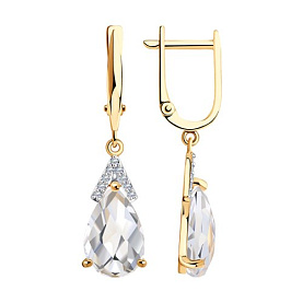 Серьги SOKOLOV - Золото 585, Горный хрусталь, Фианит (арт. 727335)