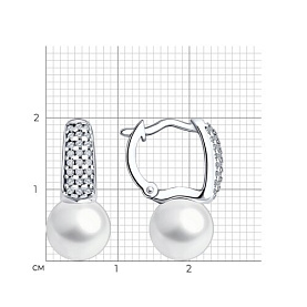 Серьги Diamant - Серебро 925, Жемчуг синтетический, Фианит (арт. 94-120-00192-1)