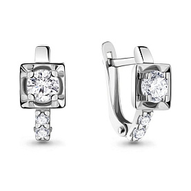 Серьги Аквамарин - Серебро 925, Фианит (арт. 484841А.5)