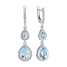 Серьги Diamant - Серебро 925, Топаз, Фианит (арт. 94-321-02047-1)