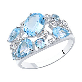 Кольцо SOKOLOV - Серебро 925, Топаз, Фианит (арт. 92010219)