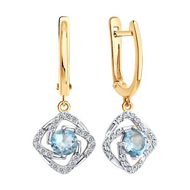 Серьги SOKOLOV - Золото 585, Топаз, Фианит (арт. 729327)