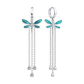 Серьги Diamant - Серебро 925, Фианит, Эмаль (арт. 94-121-02245-1)