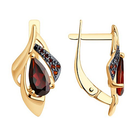Серьги SOKOLOV - Золото 585, Гранат, Фианит (арт. 727895)