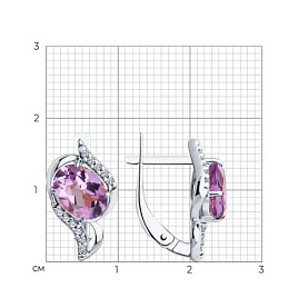 Серьги Diamant - Серебро 925, Аметист, Фианит (арт. 94-320-00185-3)