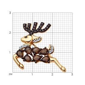 Брошь SOKOLOV - Серебро 925, Раухтопаз, Фианит (арт. 92040120)