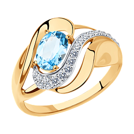 Кольцо SOKOLOV - Золото 585, Топаз, Фианит (арт. 714780)