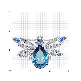 Брошь Diamant - Серебро 925, Синтетический ситалл , Фианит (арт. 92040052)