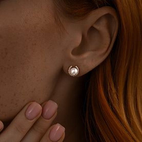 Серьги SOKOLOV - Серебро 925, Жемчуг имитация, Фианит (арт. 93021190)