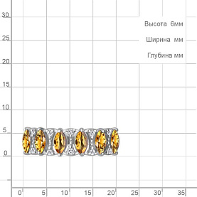 Кольцо Аквамарин - Серебро 925, Фианит, Цитрин (арт. 65000906А.5)