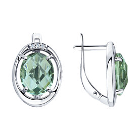 Серьги SOKOLOV - Серебро 925, Кварц, Фианит (арт. 92022007)