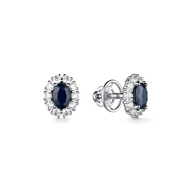 Серьги Дар - Серебро 925, Сапфир, Фианит (арт. С-3750рс110800)