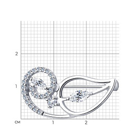 Брошь SOKOLOV - Серебро 925, Фианит (арт. 94040071)