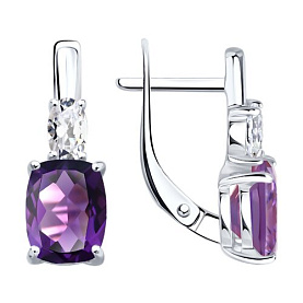 Серьги SOKOLOV - Серебро 925, Аметист, Фианит (арт. 92023174)