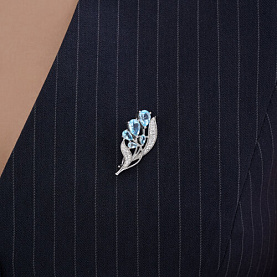 Брошь SOKOLOV - Серебро 925, Топаз, Фианит (арт. 92040126)