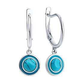 Серьги Diamant - Серебро 925, Синтетическая бирюза, Эмаль (арт. 94-321-02367-1)