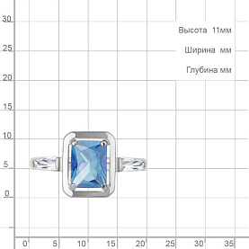 Кольцо Аквамарин - Серебро 925, Синтетический топаз, Фианит (арт. 65020992.5)