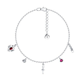 Браслет SOKOLOV - Серебро 925, Синтетический рубин, Фианит (арт. 94051196)