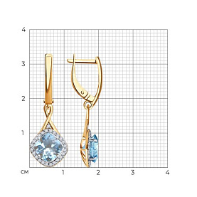 Серьги SOKOLOV - Золото 585, Топаз, Фианит (арт. 728378)