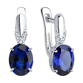 Серьги SOKOLOV - Серебро 925, Синтетический сапфир , Фианит (арт. 88020002)