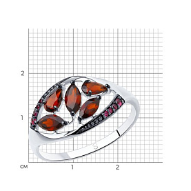 Кольцо SOKOLOV - Серебро 925, Гранат, Фианит (арт. 92011348)