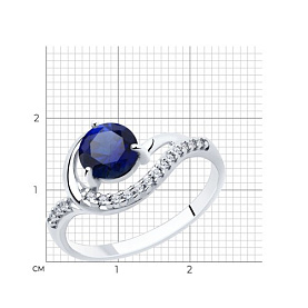 Кольцо Diamant - Серебро 925, Синтетический сапфир , Фианит (арт. 94-310-00413-1)