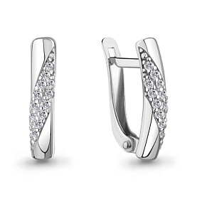 Серьги Аквамарин - Серебро 925, Фианит (арт. 400928А.5)